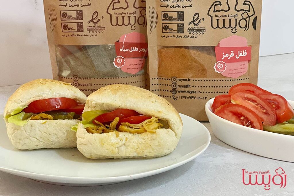 ساندویچ خونگی مرغ و قارچ با سس مایونز